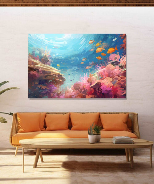 a coral reef and blue sea