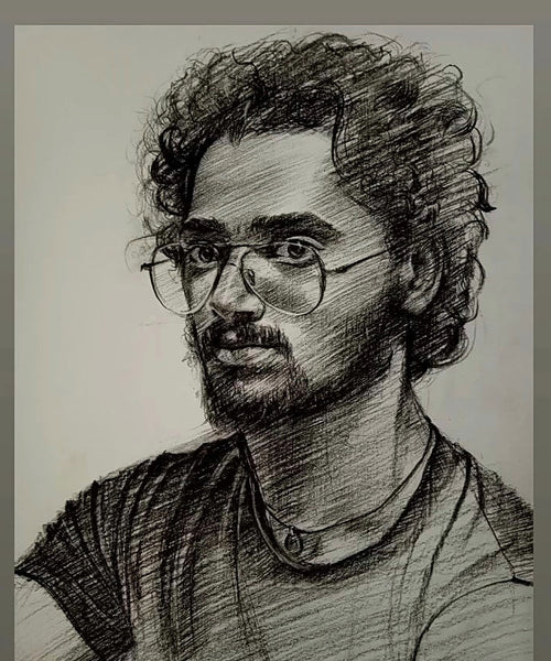 Pencil Sketch Portrait of young man